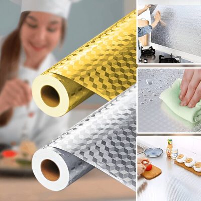 Autocolant de bucătărie din folie de aluminiu - 61x300 cm, decupabil, rezistent la ulei | ALUMAX